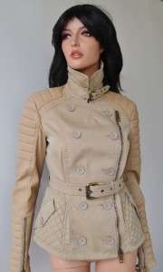 NWT BURBERRY PRORSUM SS2011 TRENCH BEIGE QUILTED LEATHER BIKER MOTO 