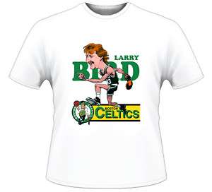 Larry Bird Retro Basketball Caricature T Shirt  