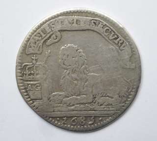 ITALIAN STATES NAPLES CARLINO 1685 SILVER COIN F+ RARE  