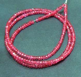 RARE GEM RED PINK SPINEL FACETED BEADS STRAND 28.5ct  