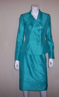 NWT Women Petite Suit Studio Green Skirt Suit Sizes 4P 6P 8P 2357 