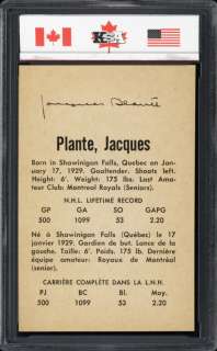 1962 63 Parkhurst #49 Jacques Plante KSA 8.5  