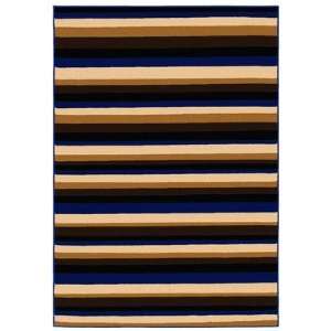  Charbel Blue / Brown Stripes Contemporary Rug
