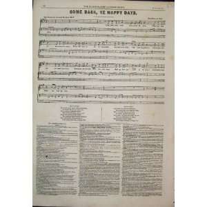  1851 Come Back Ye Happy Days Music Score Sheet Print