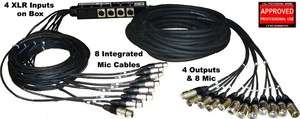 CBI 8 channel 10ft/30ft Drum Snake + 4 inputs box  