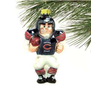  Chicago Bears Angry Football Player Glass Ornament: Sports 
