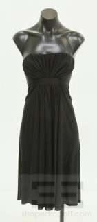 Daslu Sao Paulo Black Jersey Knit Ruched Strapless Dress Size 36 