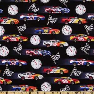  44 Wide In Motion Racecars Black Fabric By The Yard 