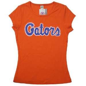   Florida Gators Orange Ladies Glitter Script T shirt: Sports & Outdoors