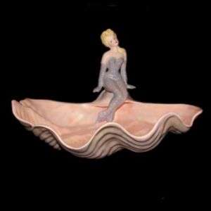 Vintage Florence Ceramics Mermaid Figurine & Shell Dish  
