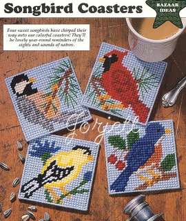 Songbird Coasters Set plastic canvas patterns  