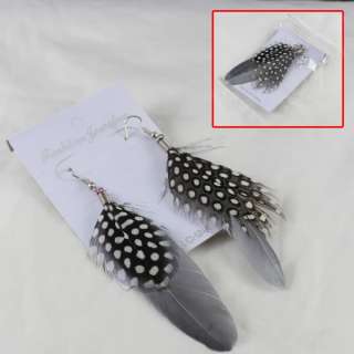   Goose Feather Drop Tassel Dangle Handmade Earrings Chandelier Hook SoM