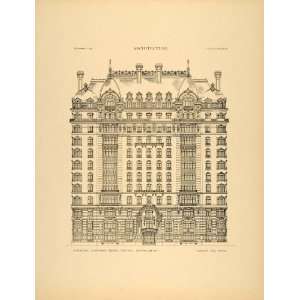  1904 Print Elevation Apartments Chicago Architecture 