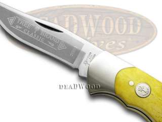  TREE BRAND Smooth Yellow Bone Lock Blade Pocket Knife Knives  