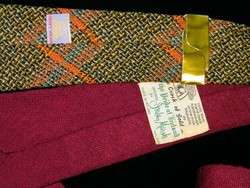 2pc Vintage 50s Woven WOOL Necktie LOT SKINNY Neck Tie  