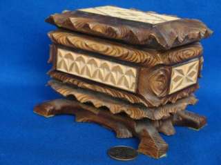 Jewelry Box Hand Made Carved Wooden  