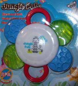 NEW JUNGLE PALS HARD & SOFT WATER TEETHER, Lion, Zebra, Hippo, Baby 