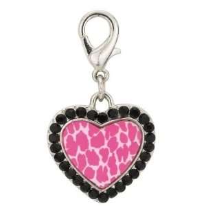  Aria Lexi Heart Charm Pink & Black: Pet Supplies