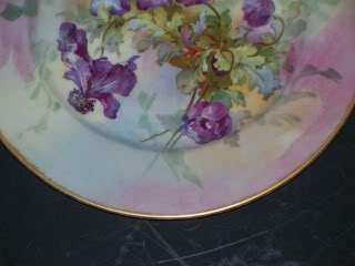 Charles Ahrenfeldt Limoges France Antique Purple Irises Plate Charger 
