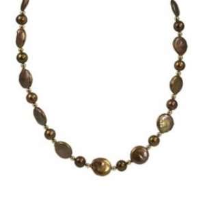   coin dyed chocolate freshwater cultured pearl necklace, 18 Jewelry