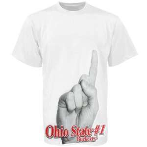  Ohio State Buckeyes White #1 Fan Hand T shirt