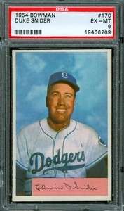 1954 Bowman #170   Duke Snider   PSA 6    Brooklyn Dodgers HoF  
