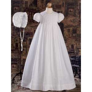 hand smocked cotton christening gown 