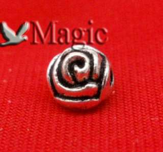  100 Silver Tone Valentine Flower Rose Charm Spacer Beads 
