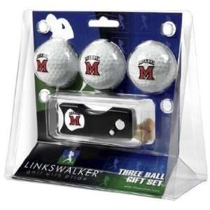Miami (Ohio) RedHawks 3 Golf Ball Gift Pack w/ Spring Action Tool 