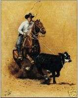 Calf Roping by Carolyn Cheney, western rodeo print  