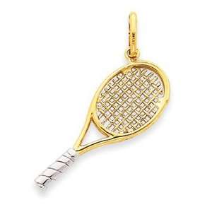  14k Two tone Gold Tennis Racquet Pendant Jewelry