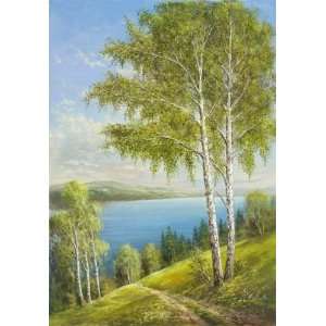 Helmut Glassl 28W by 39H  Birches at the Lake II 