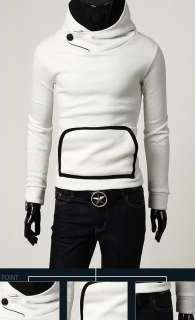 Mens Slim Fit Blcok Colors Pocket Design Hooded Jacket Coat Tops 