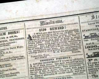  TN Tennessee 1857 Newspaper w/ SLAVES Dealer Advertisement PRINTS