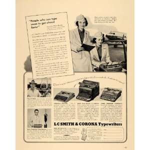  1940 Ad L C Smith Corona Typewriter American Airelines 