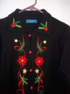   100 % Wool Sweater Holiday AUSTRALIA Poinsetta Mistletoe M NWOT  