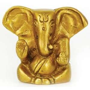  Brass Ganesh in Lotus Statuette 1 3/4