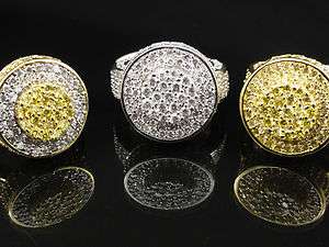 Mens New 14k Gold Finish Diamond Simulate Ring Band 3 Different Color 