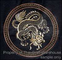 Dragon Orb Thai Cotton Chinese Cut Mens Shirt Black M  