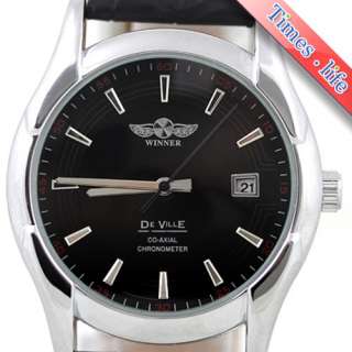   Automatic Black Face Watch Calendar/Date Classic Army Leather Gift