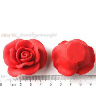 50 Red Rose Charms Fancy FIMO Clay Bead FREE P&P 111456  