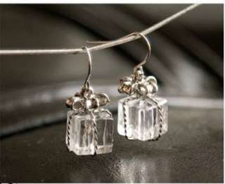 2012 New Fashiion Clean CUTE Chic Crystal Gift Box Dangle Earrings 