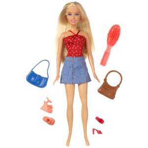  Barbie Doll with Red Polka Dot Shirt with Blue Skirt: Toys 