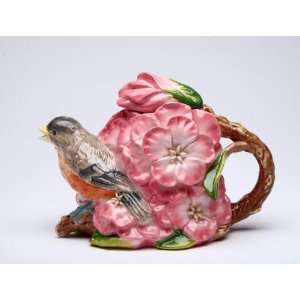   with Large Pink Blooming Flowers Teapot Collectible