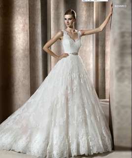 Customized White/Ivory Tulle Applique Beaded train Wedding Dresses all 