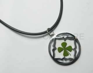 Irish real four leaf clover lucky lover necklace,round  