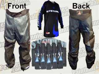 PAINTBALL PANTS, JERSEY & 5 POD PACK (BLUE) FREE PODS  