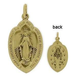  Yellow 14 Karat Gold Mary Religious Medal Medallion with 