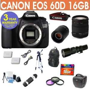 Canon EOS 60D + Sigma 18 200 f3.5 6.3 DC Lens + 500mm Preset Lens + 2x 