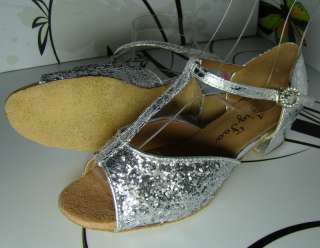 brand style girl s latin dance shoes color silver material suede 